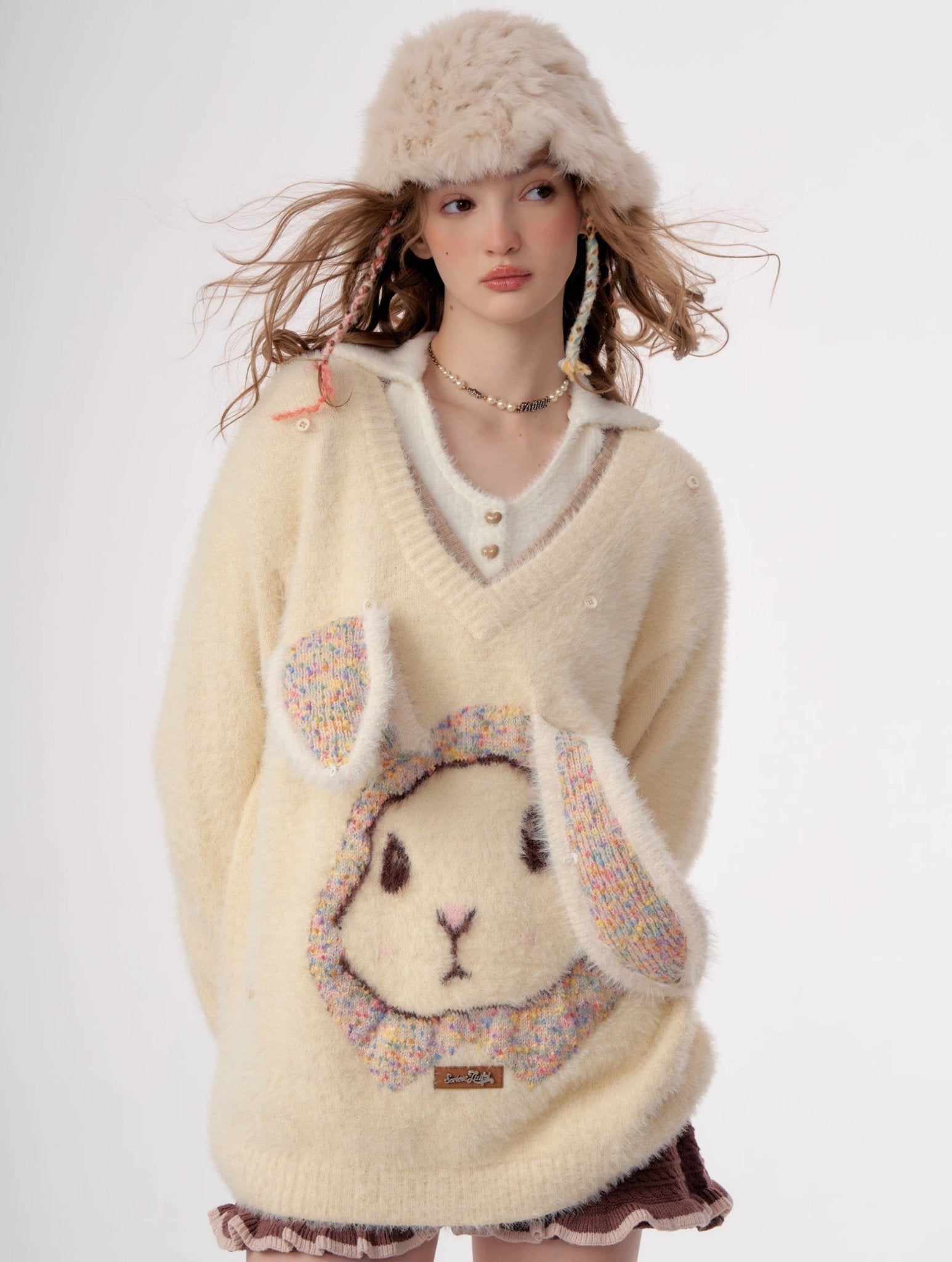 Fluffy Rabbit Cream Sweater