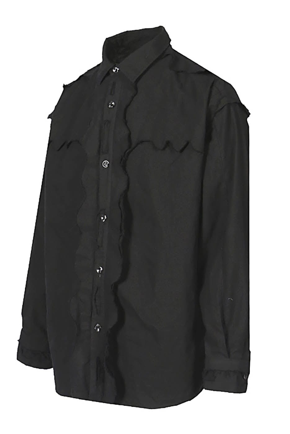 Black Distressed Button Shirt