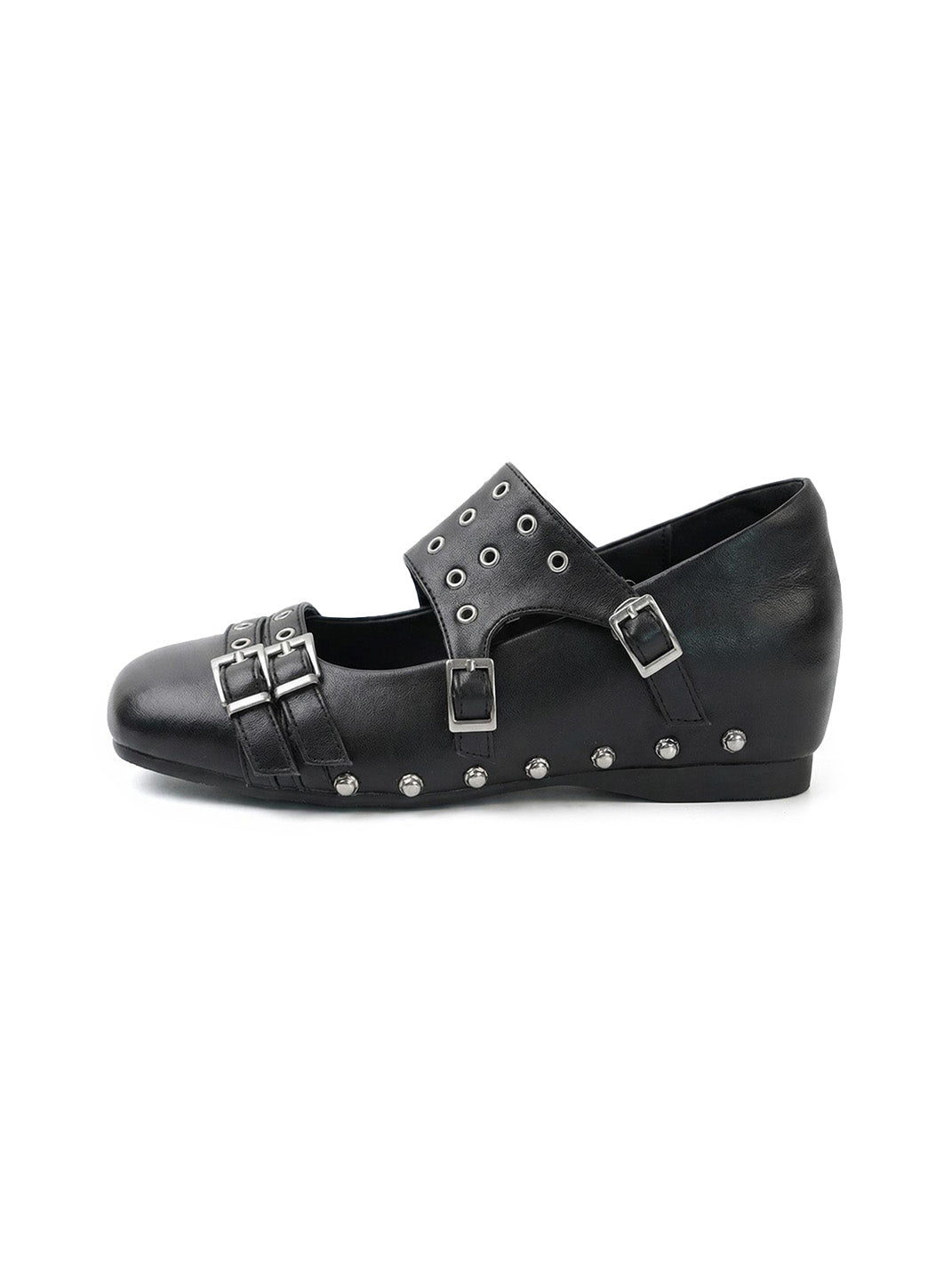 Black Leather Mary Jane Flats