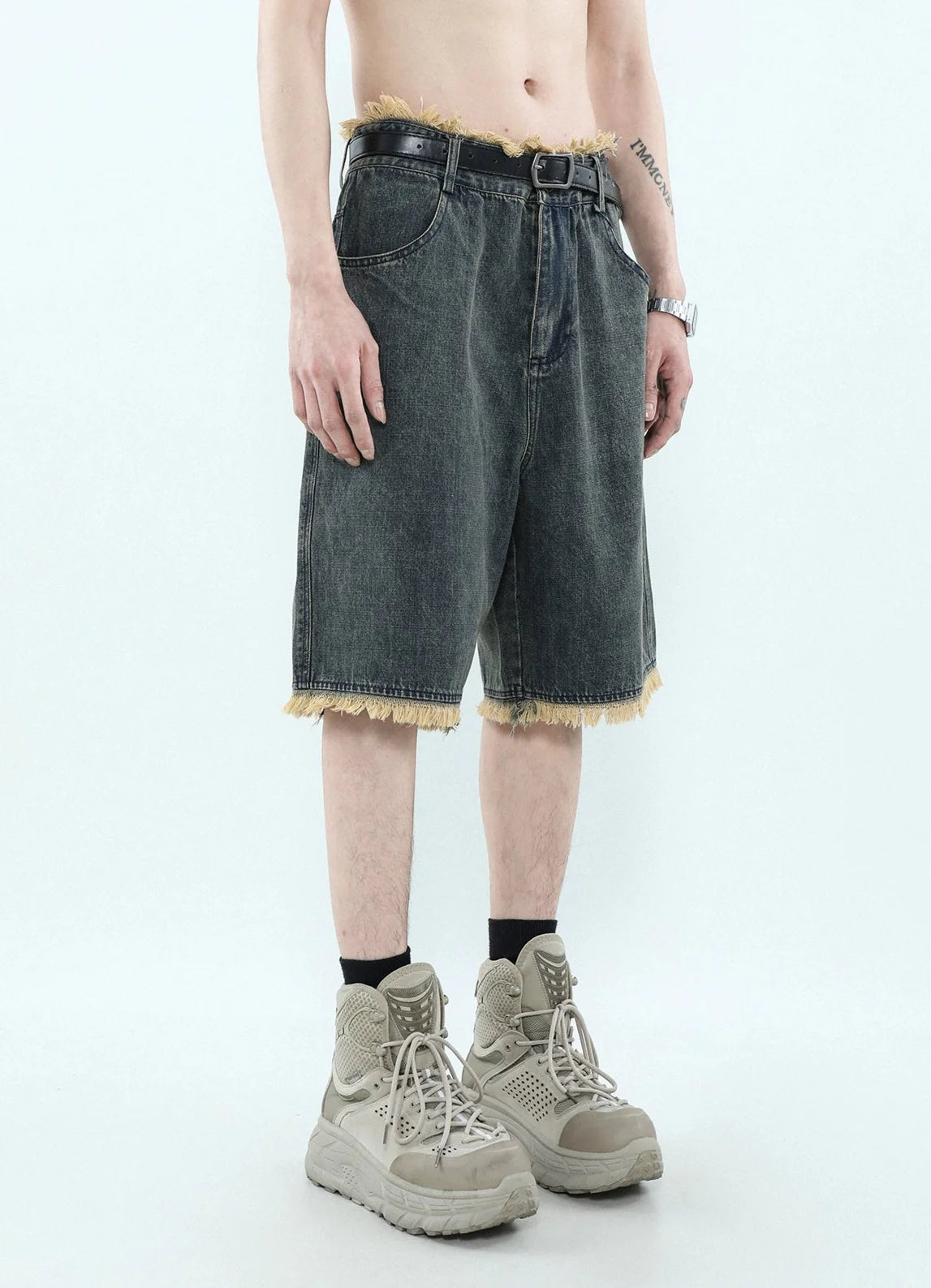 Frayed Edge Denim Bermuda Shorts