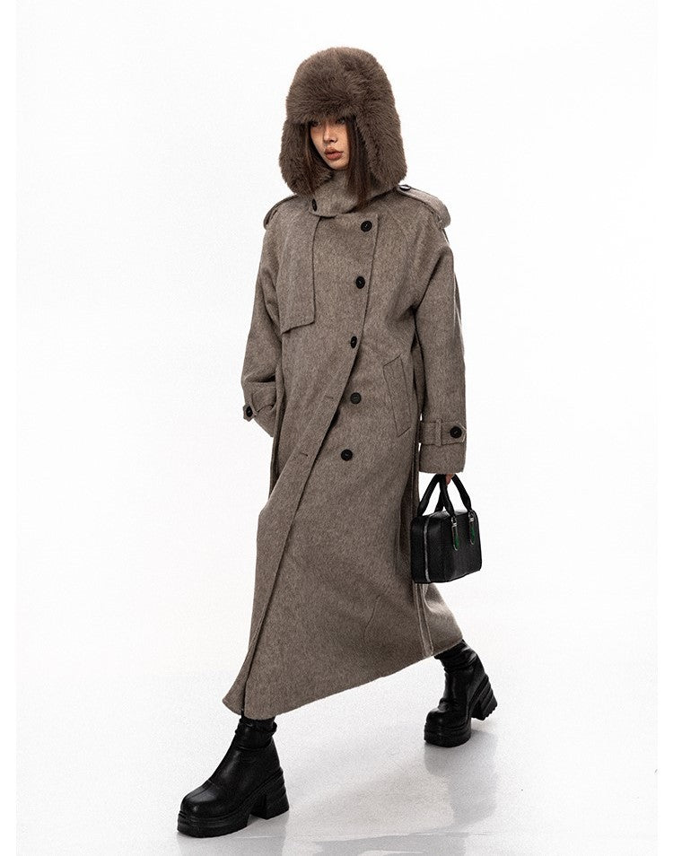 Wool Military-Style Trench Coat