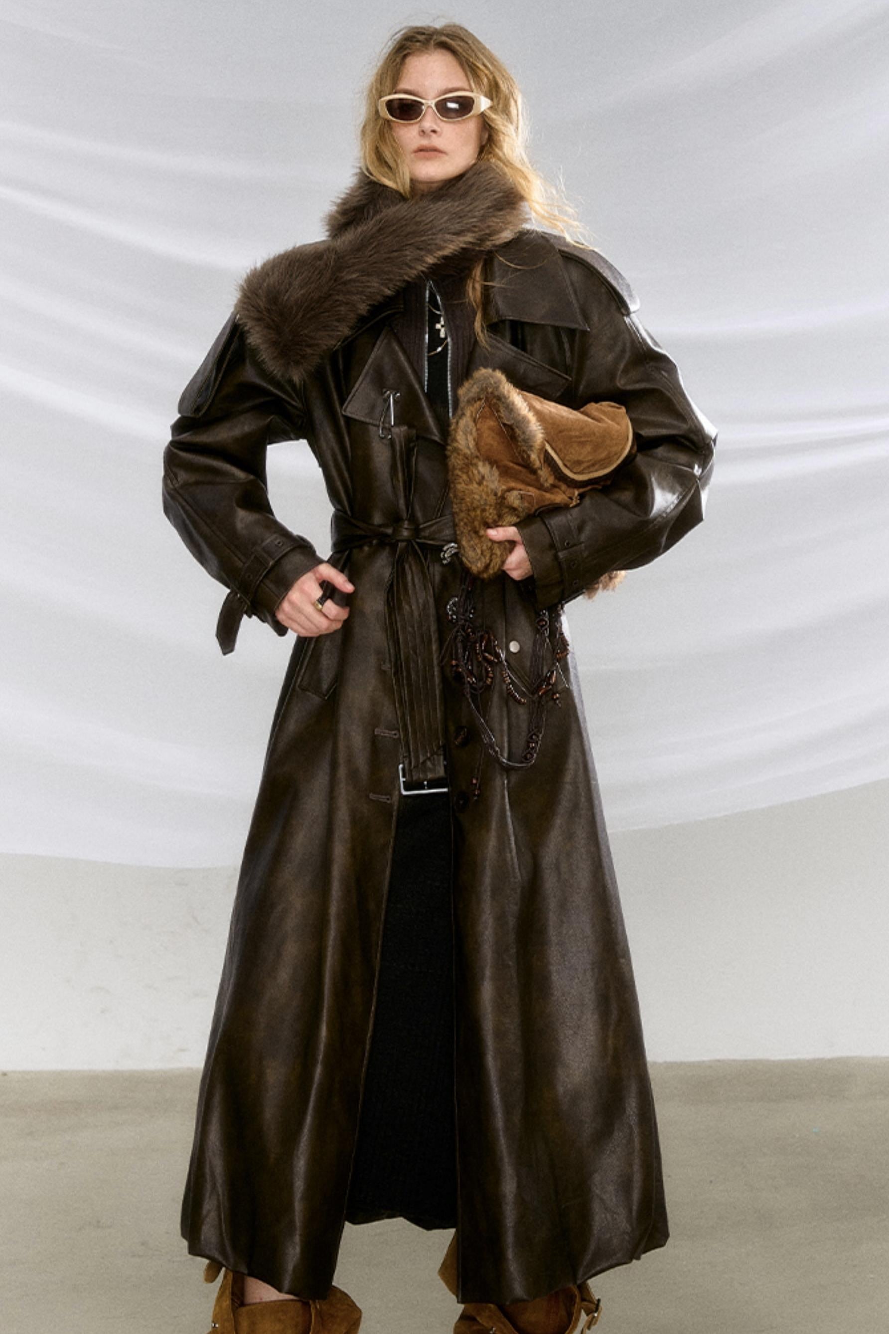 Matrix Leather Trench Coat