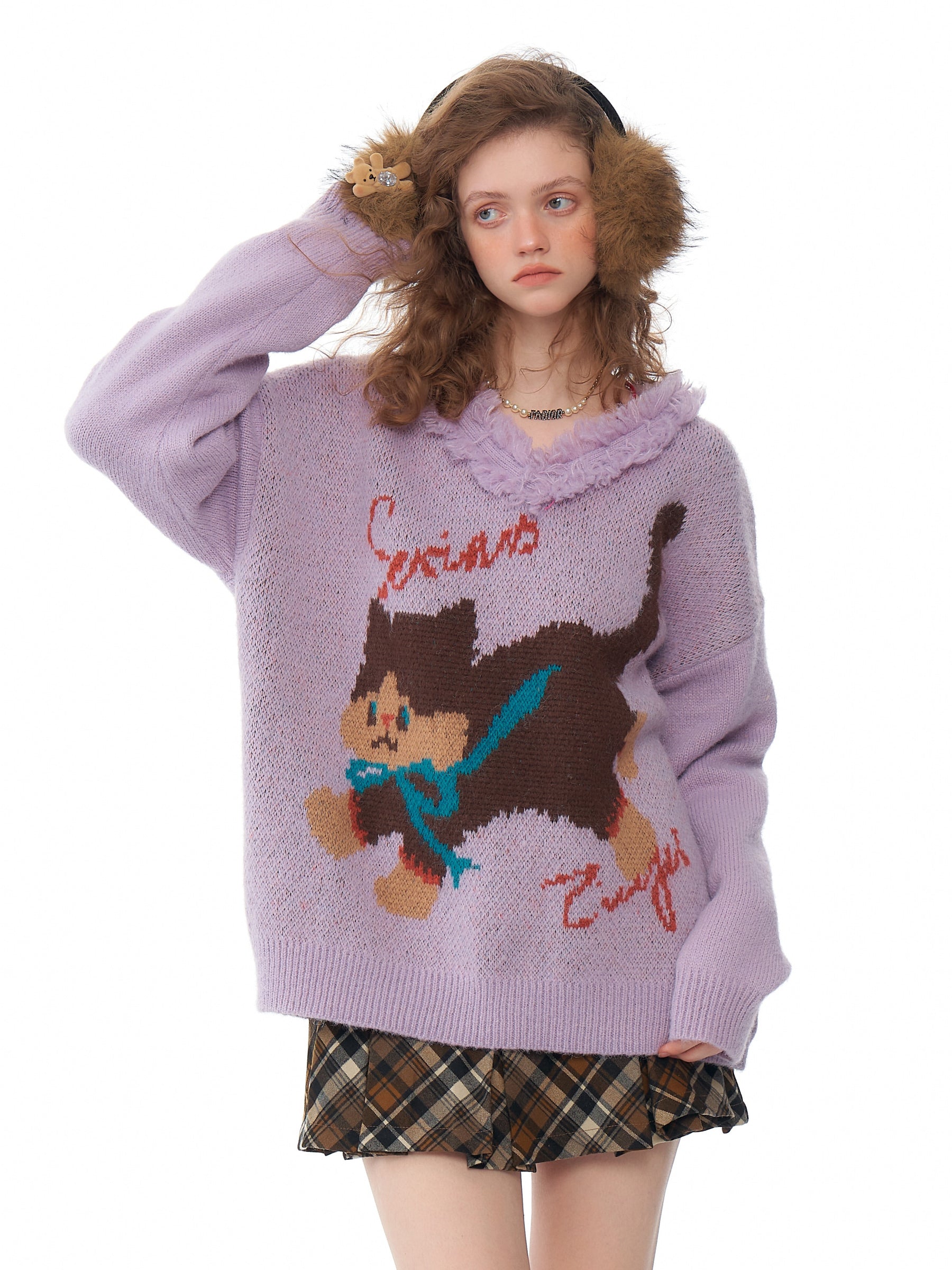 Dancing Cat Knit Sweater