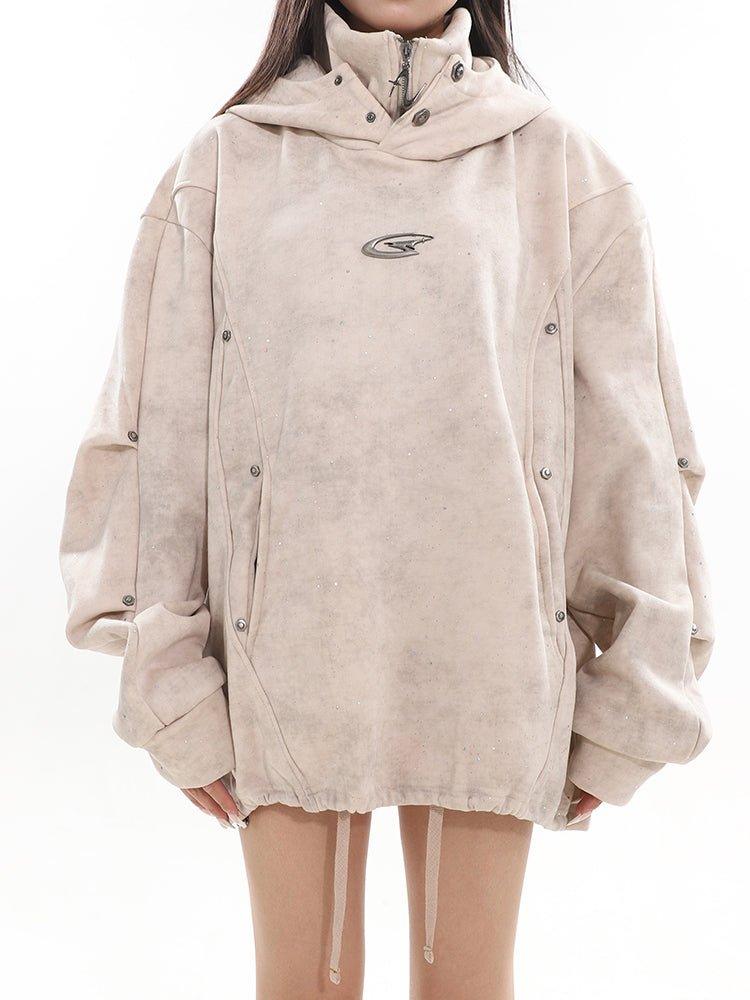 Oversized Button-Up Hoodie Top - chiclara