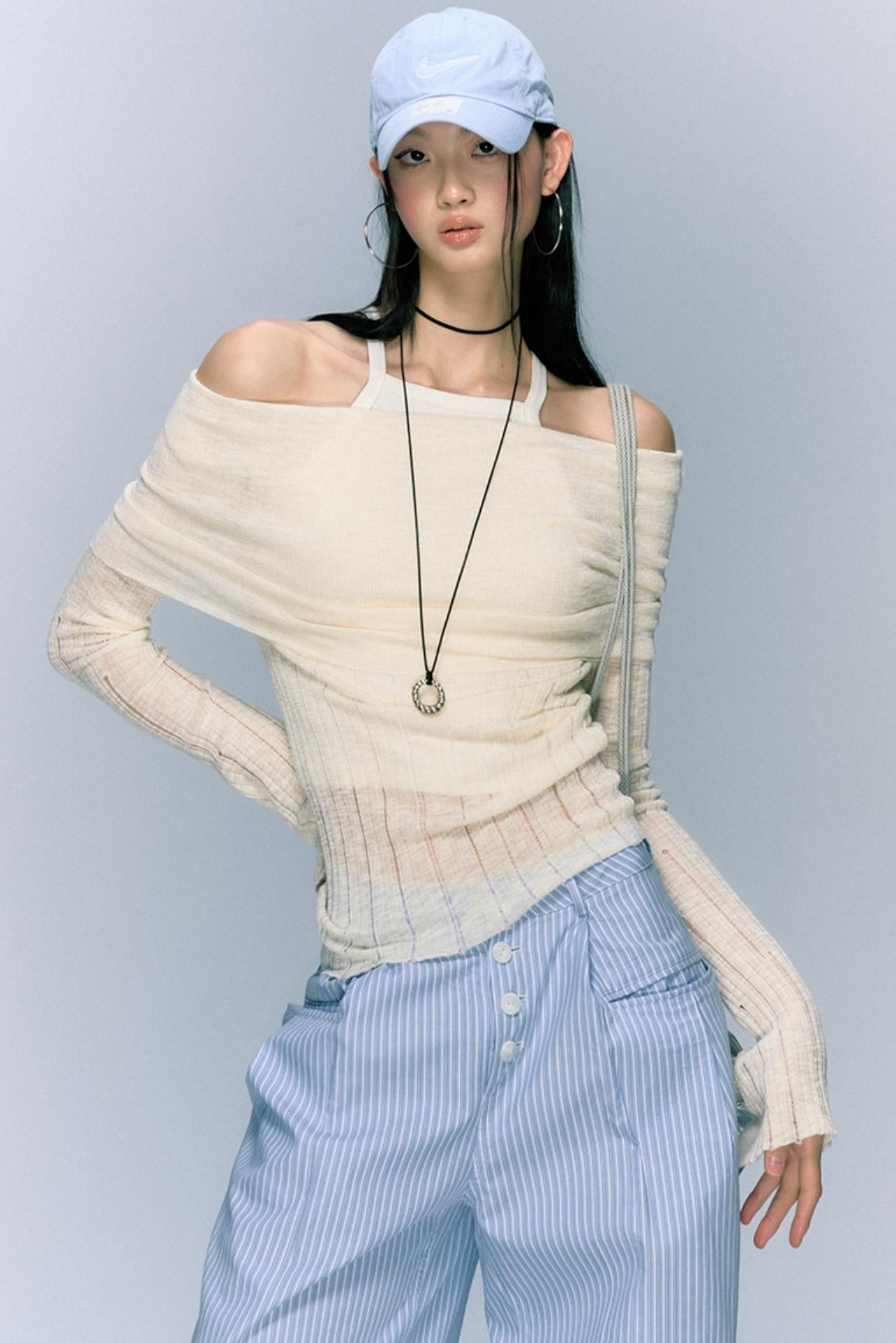 Asymmetric Folded Designer Knit Top