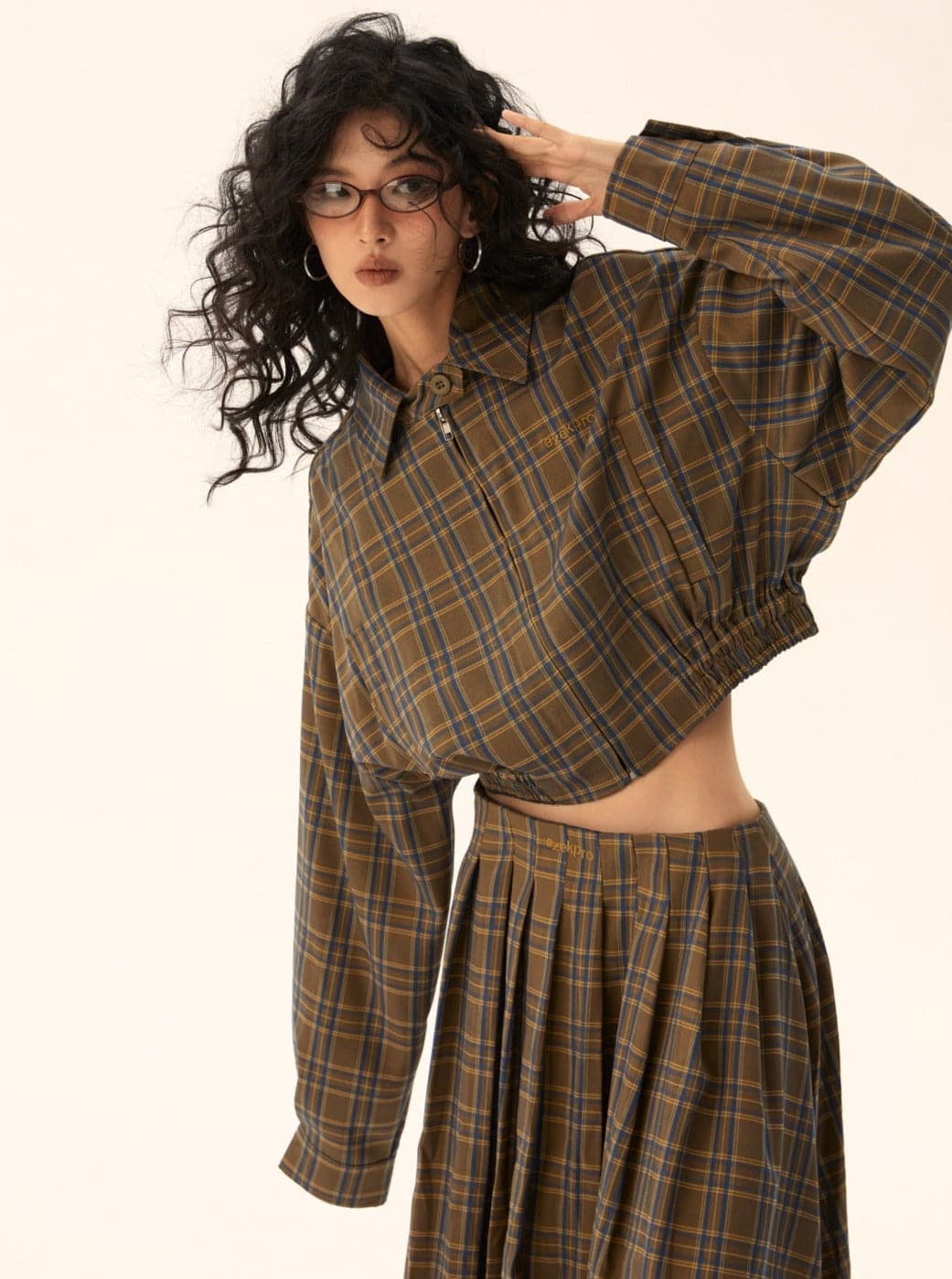 Classic Plaid Jacket And Skirt Set - chiclara