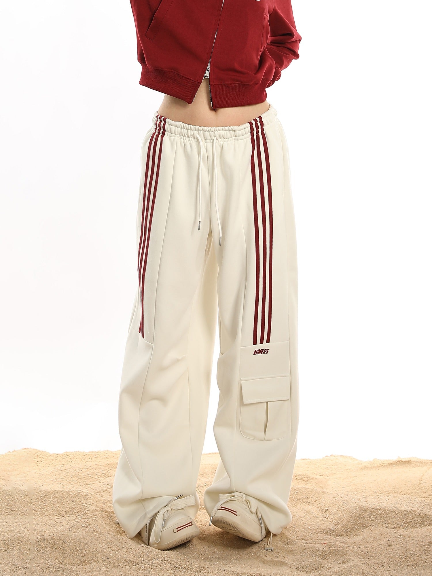 Triple Striped Athletic Wide Leg Pants