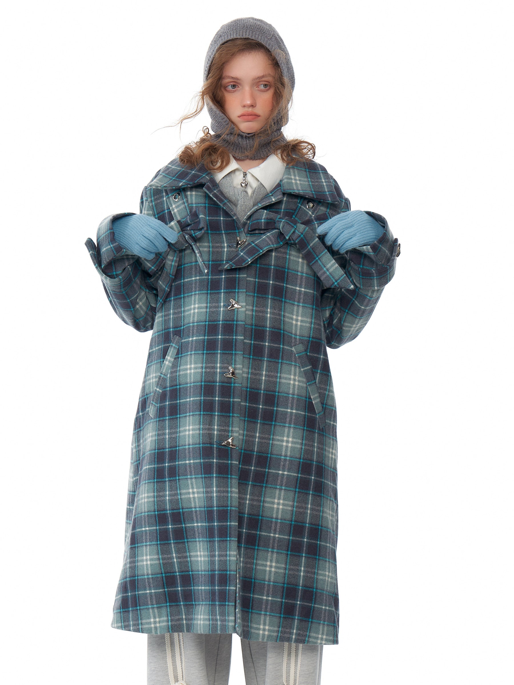 Plaid Toggle Duffle Coat