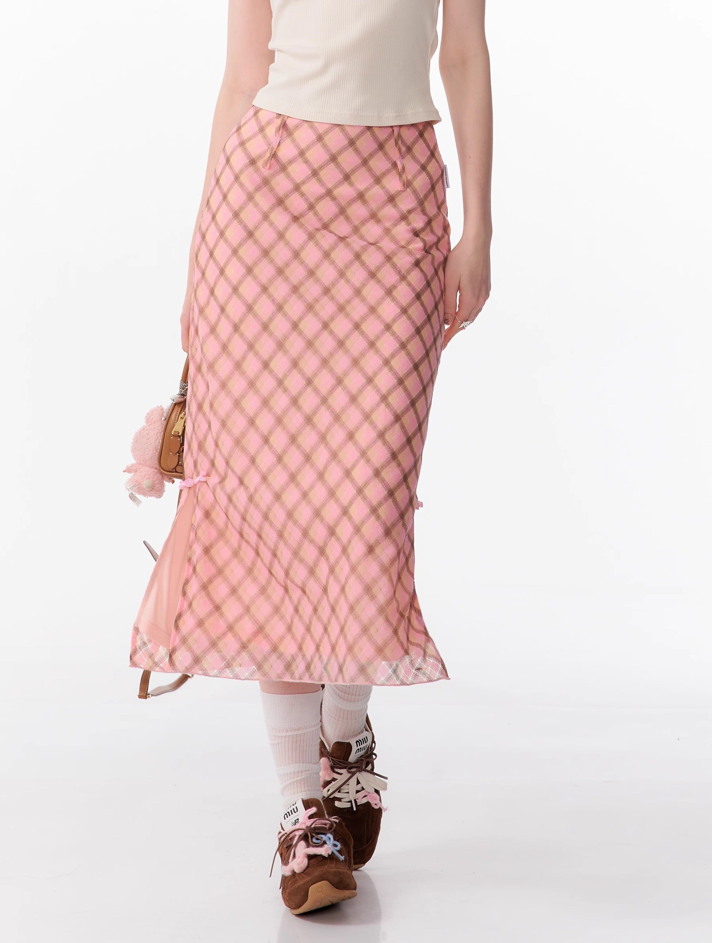 Sweet Check Midi Skirt