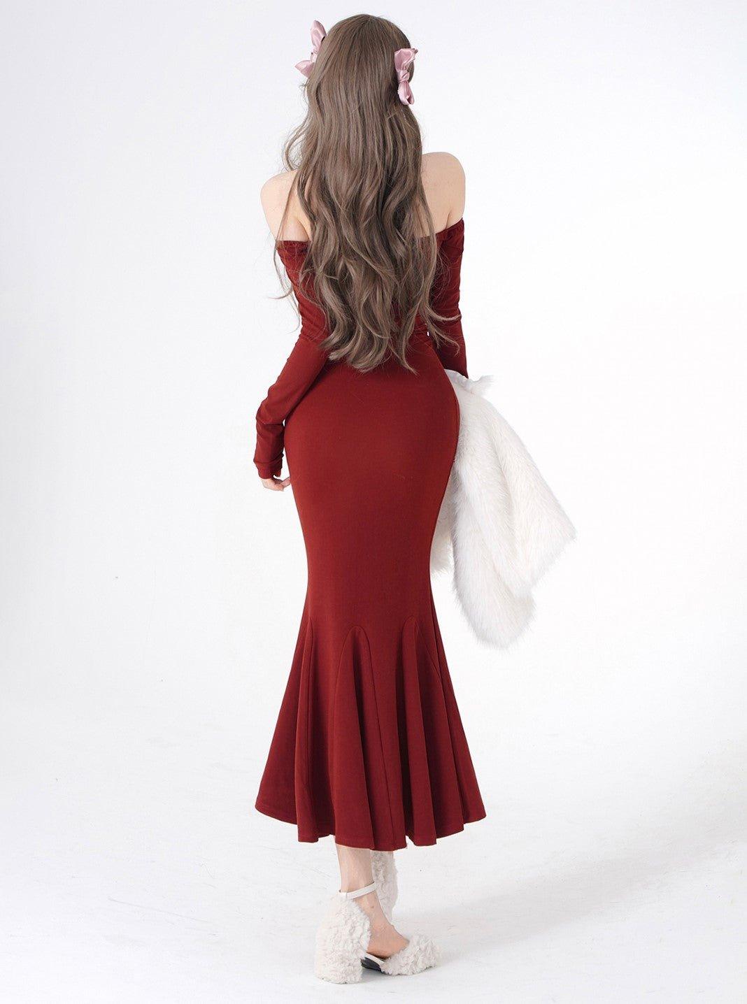 Elegant One-Shoulder Halterneck Fishtail Gown - chiclara