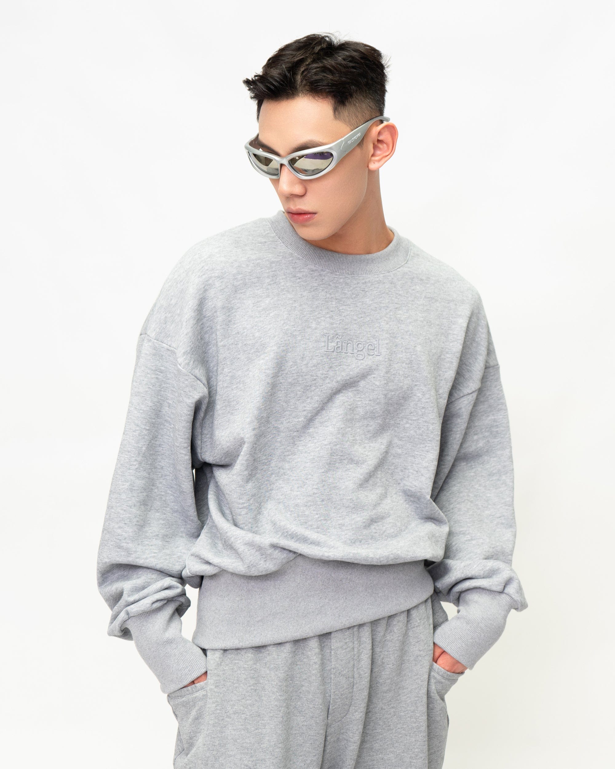 Grey Sweatshirt with Angel Wings Details on the Back