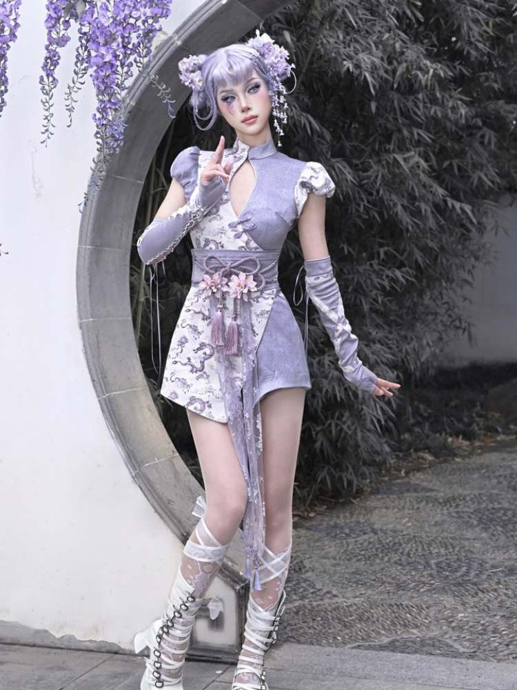 Dragon Cheongsam Dress And Tassel Belt