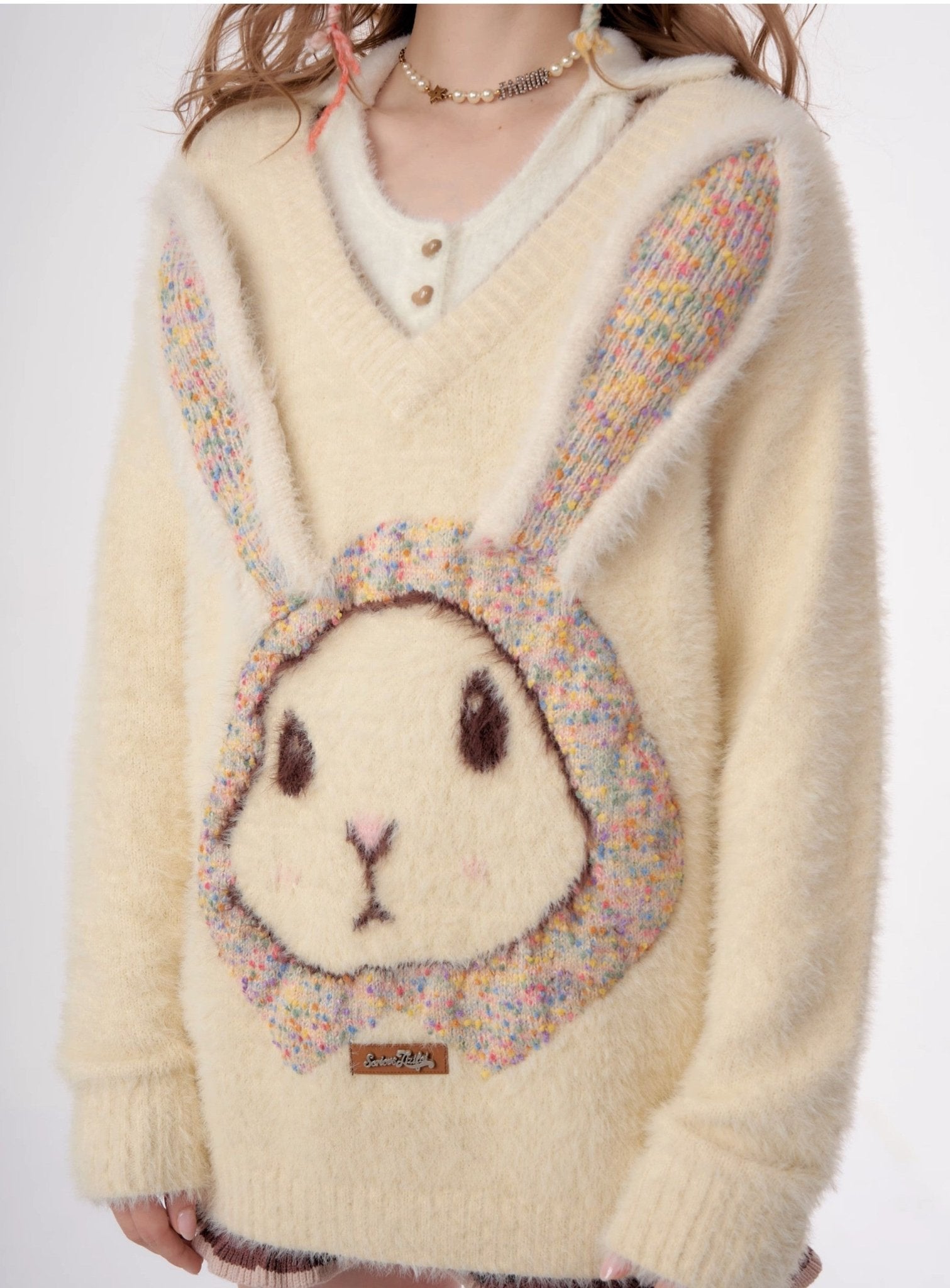 Fluffy Rabbit Cream Sweater