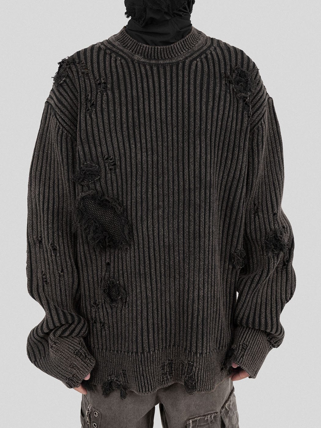 Distressed Ribbed Sweater