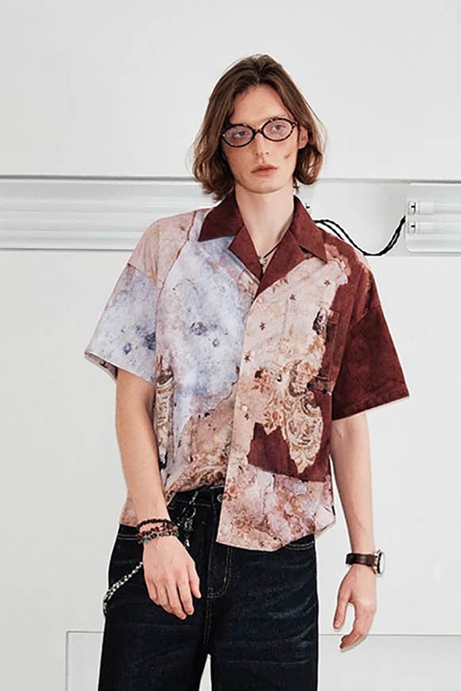 Abstract Print Camp Collar Shirt