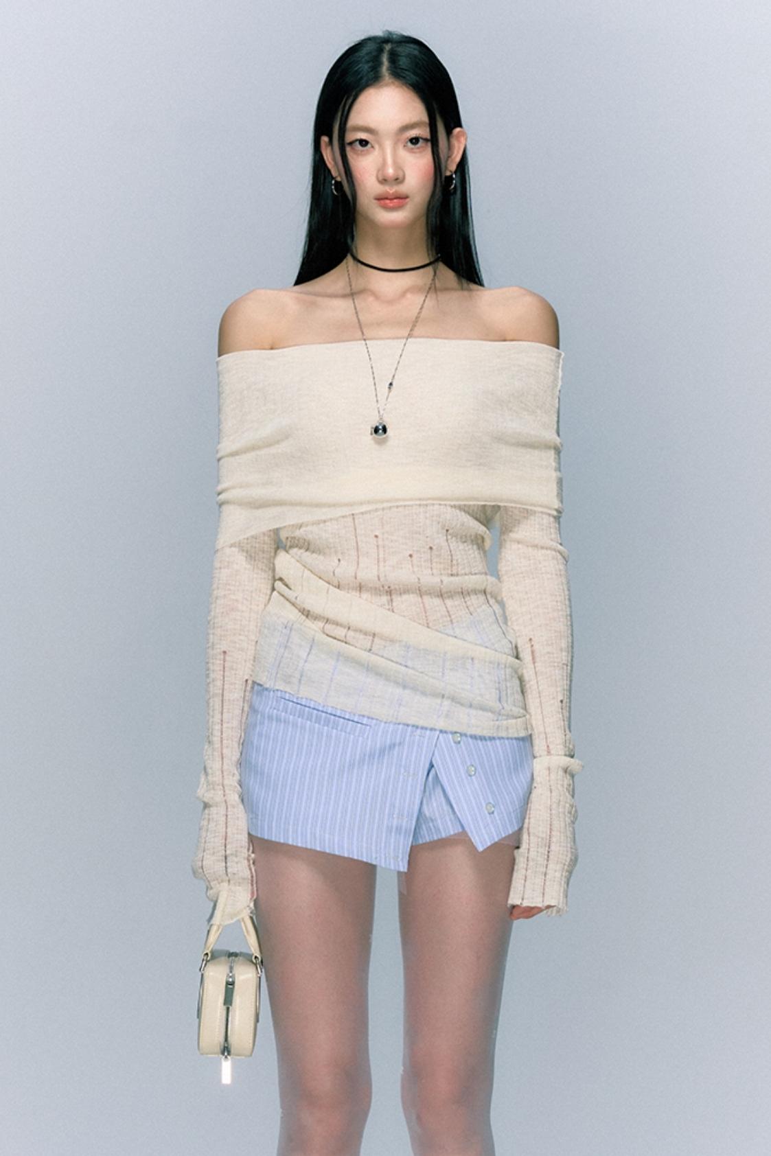 Asymmetric Folded Designer Knit Top