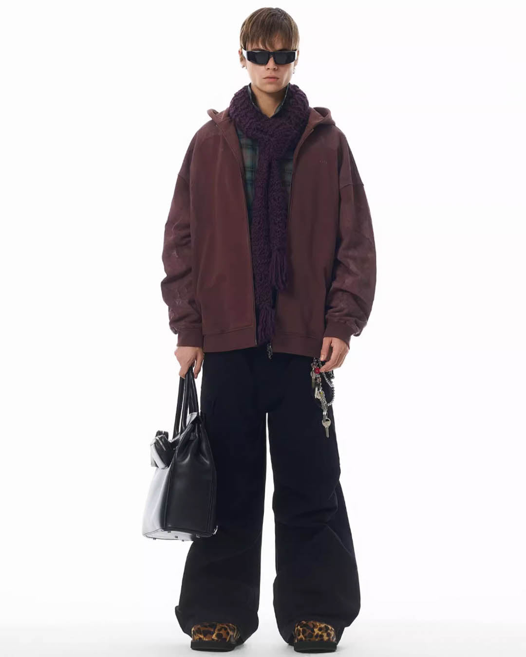 Washed Pleated Wide Leg Cargo Pants