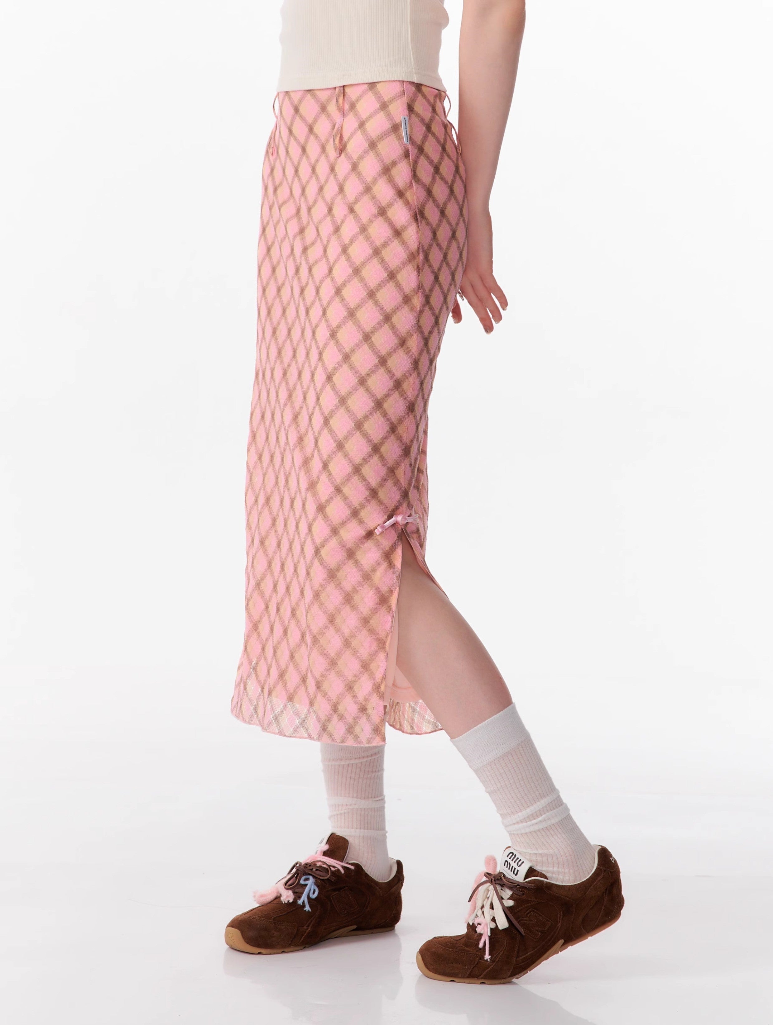 Sweet Check Midi Skirt