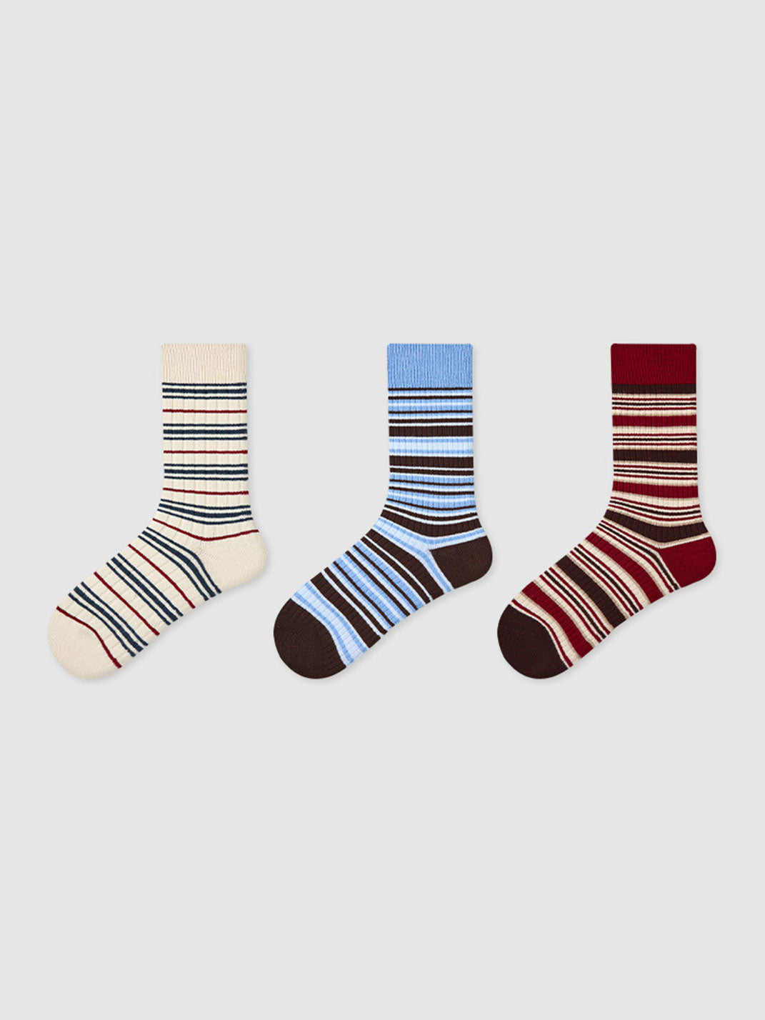 3 Pack Cartoon Animal Striped Mid-calf Socks for Women