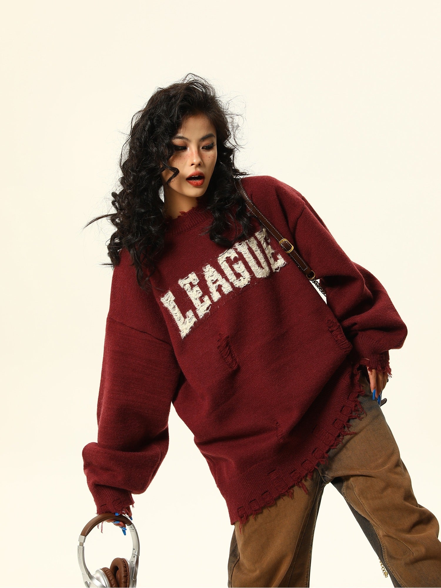 Distressed League Varsity Sweatshirt