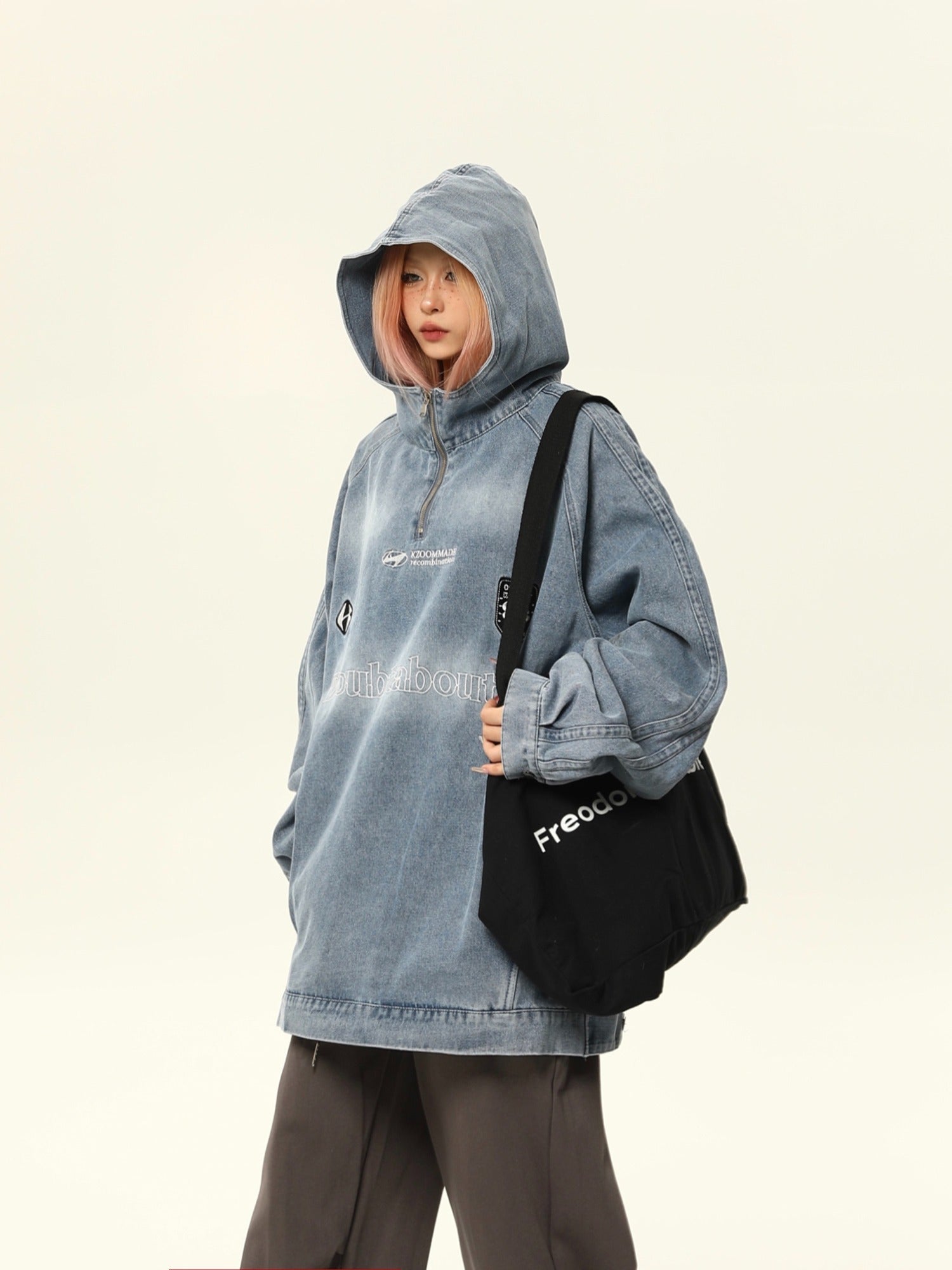 Doubtaboutit Denim Quarter-Zip Pullover Jacket