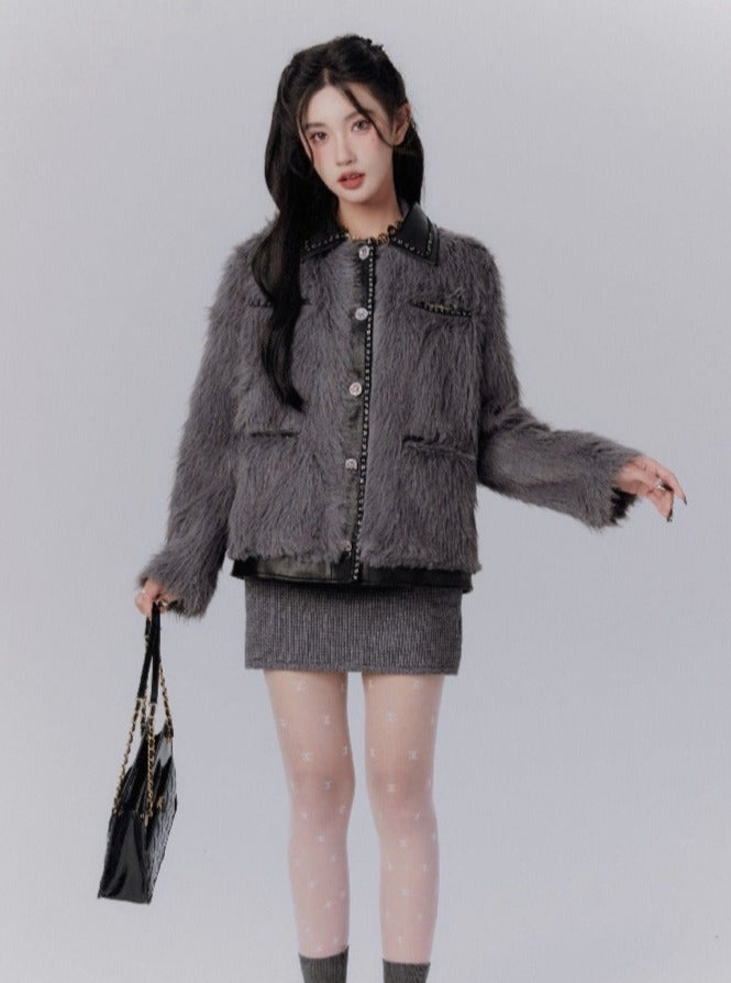 Luxe Faux Fur Button-Up Jacket by Fragile Heart