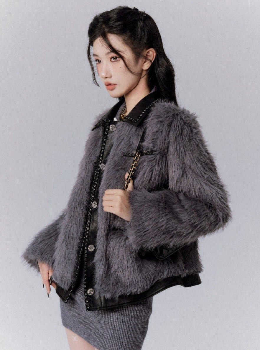 Luxe Faux Fur Button-Up Jacket by Fragile Heart