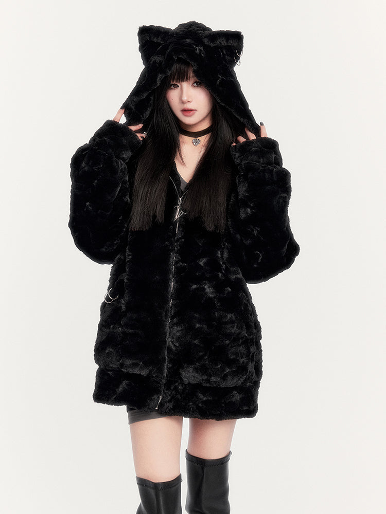 Cat Ear Faux Fur Jacket