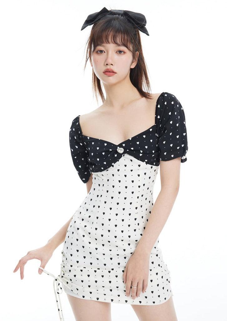 Black & White Polka Dot Black & White Heart Dress