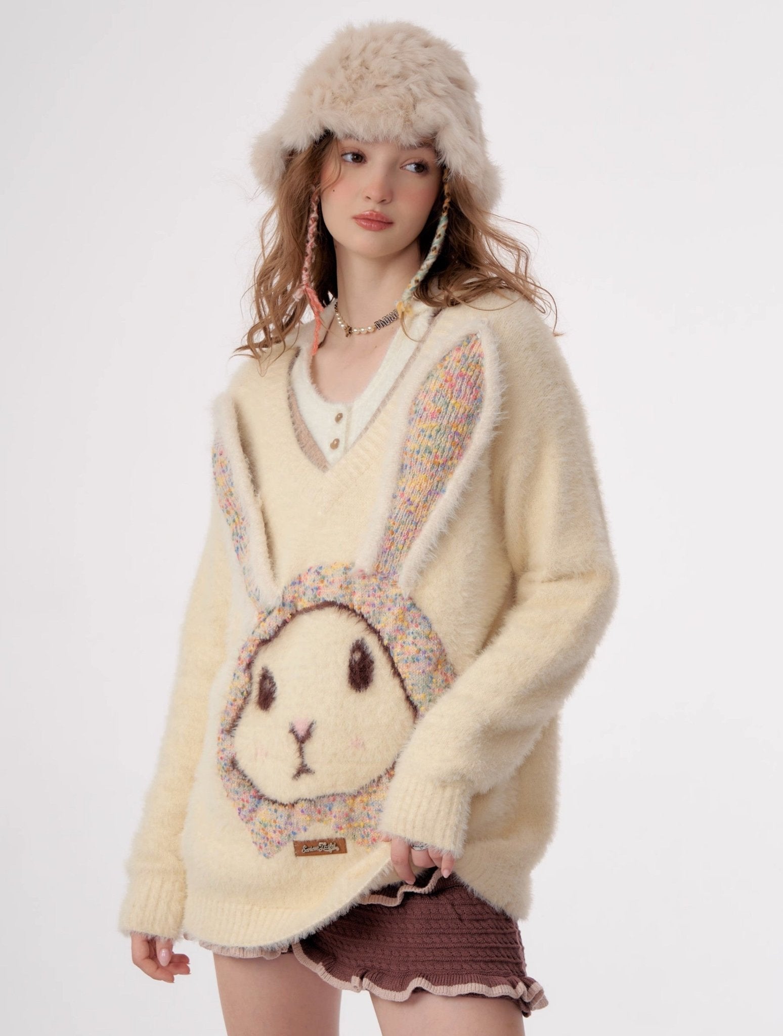 Fluffy Rabbit Cream Sweater