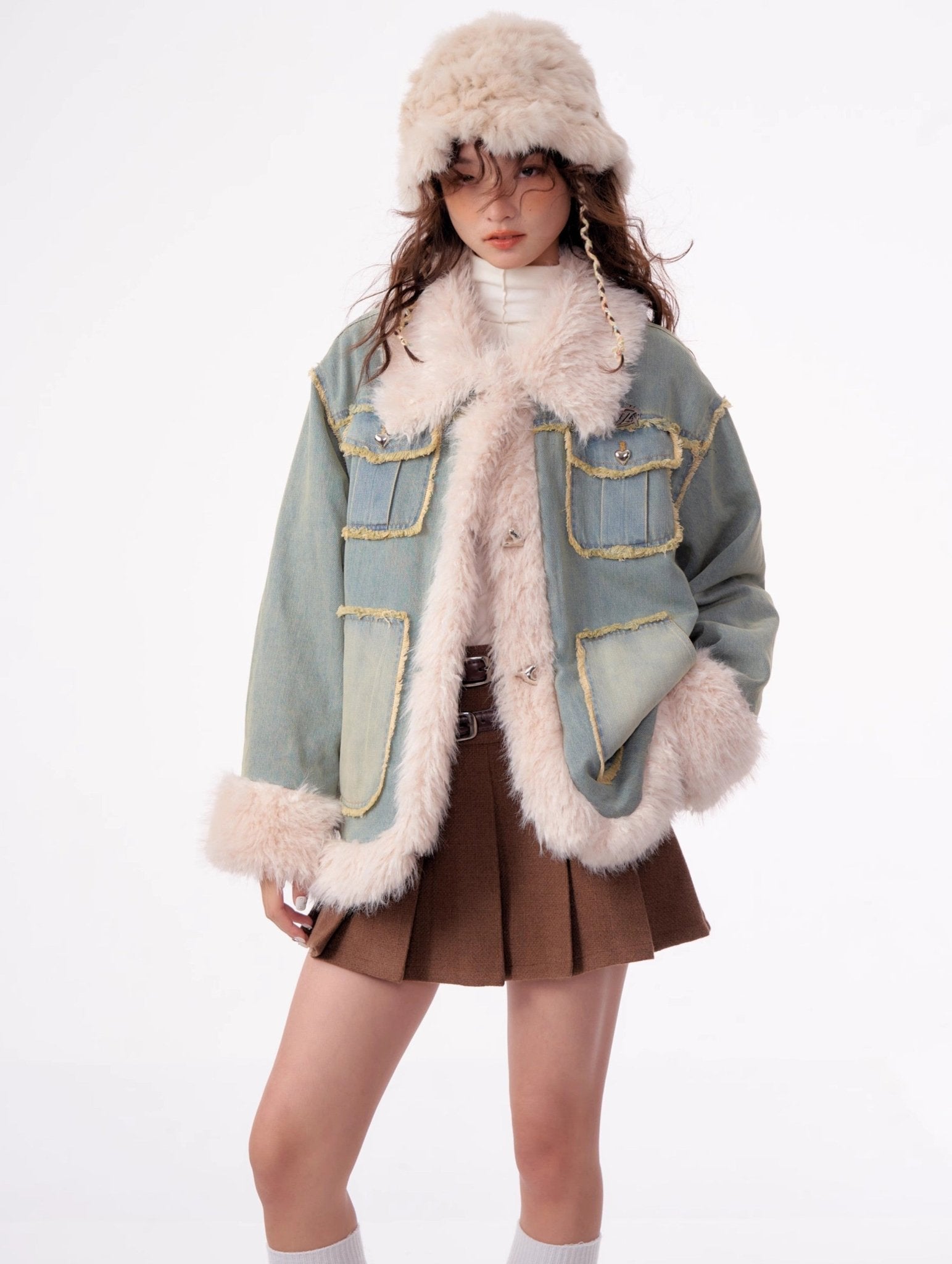 Fur Trim Denim Jacket