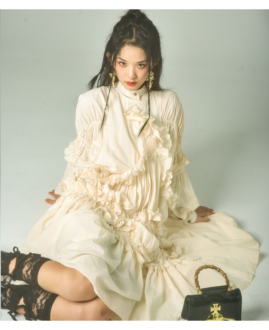 Elegant Cotton Ruffle Maxi Dress - chiclara