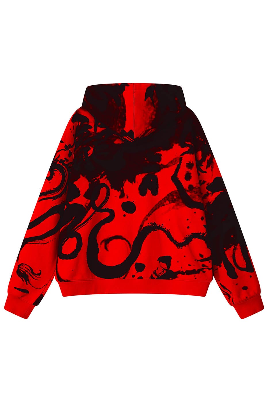 Chinese Calligraphy Print Zip-Up Hoodie