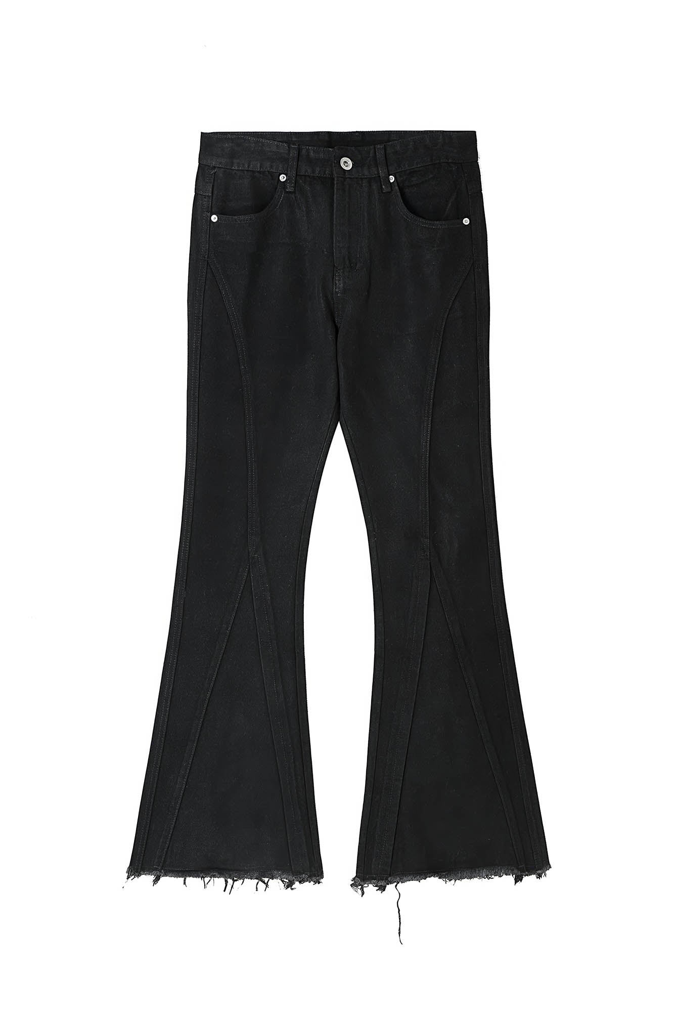 Black Slim Flared Raw Hem Jeans