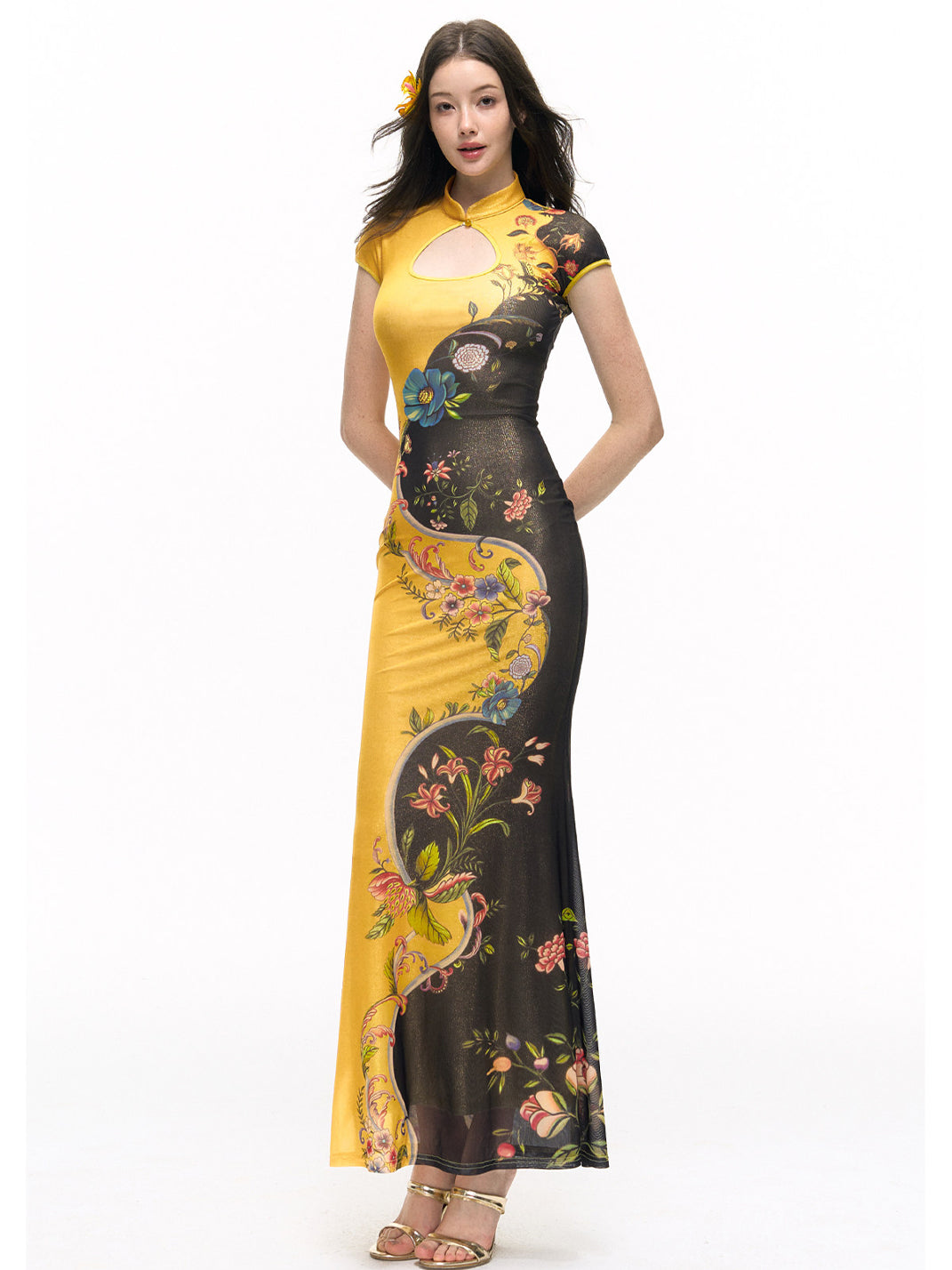 Gold Foil Bodycon Mermaid Dress