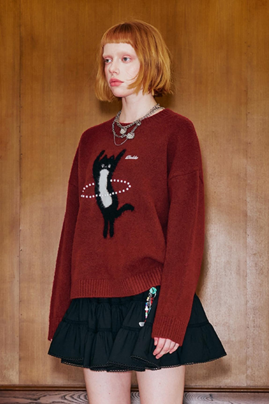 Dancing Cat Knitted Sweater