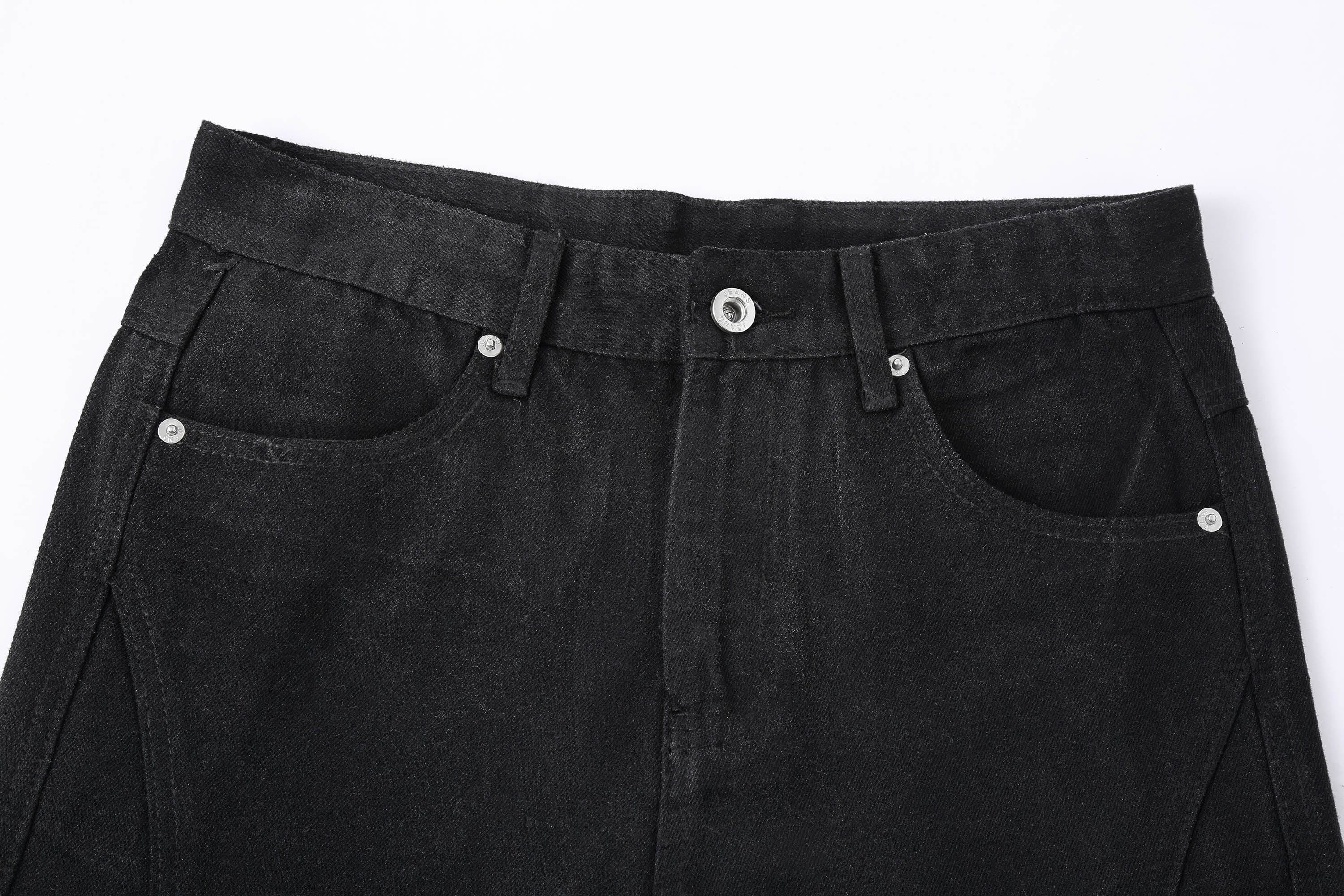 Black Slim Flared Raw Hem Jeans