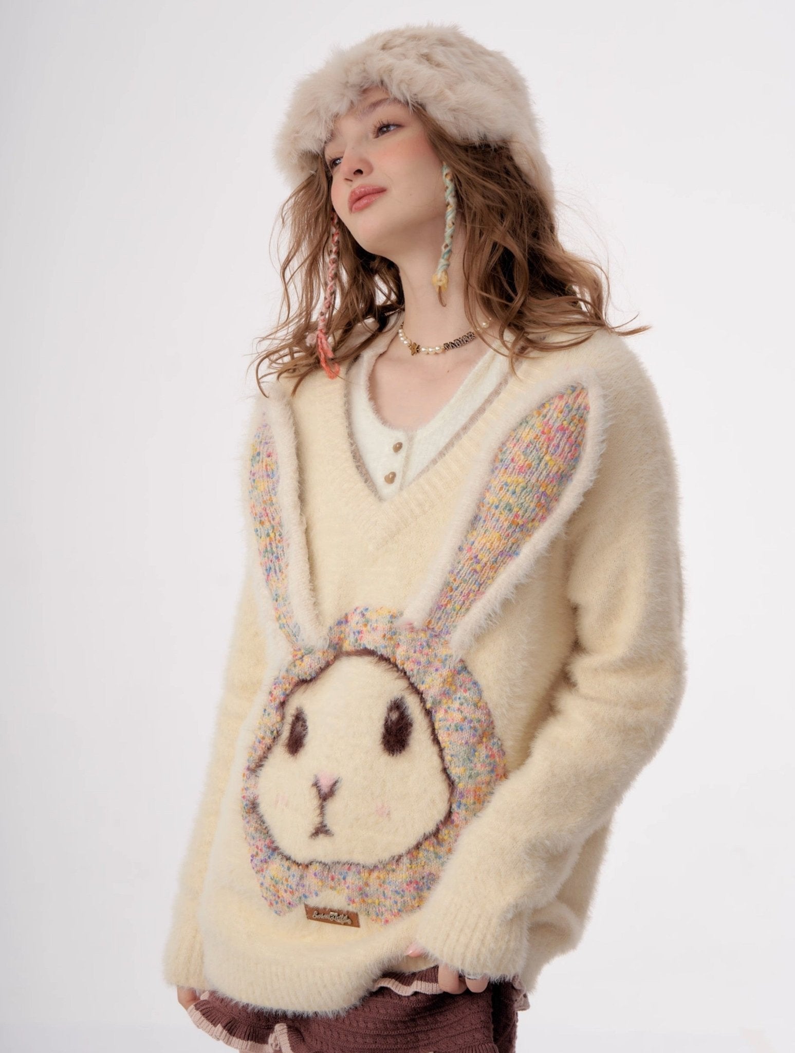 Fluffy Rabbit Cream Sweater