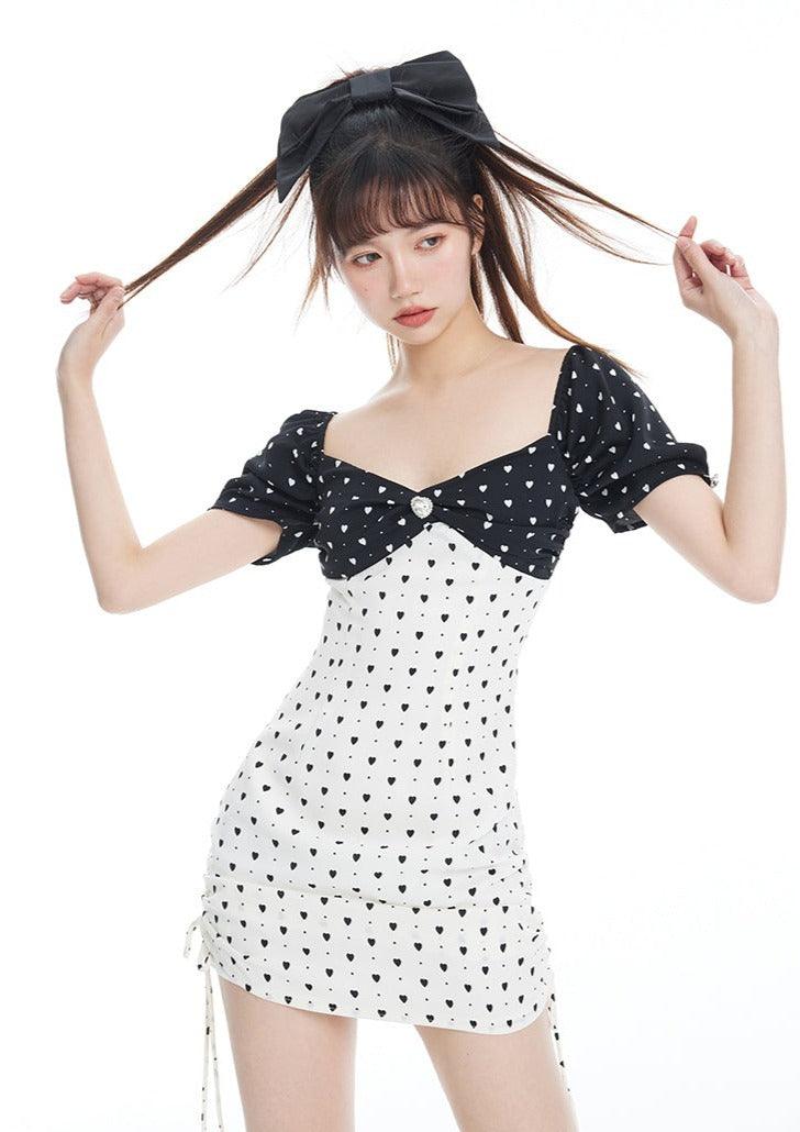 Black & White Polka Dot Black & White Heart Dress