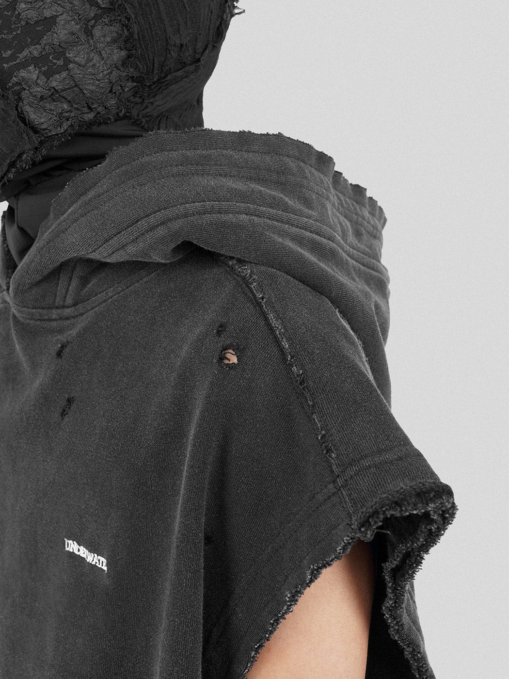 Distressed Sleeveless Hoodie