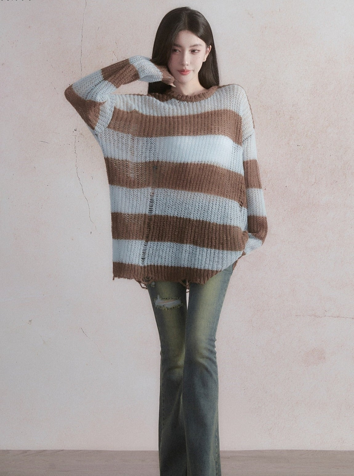 Cozy Stripes Oversized Knit Pullover