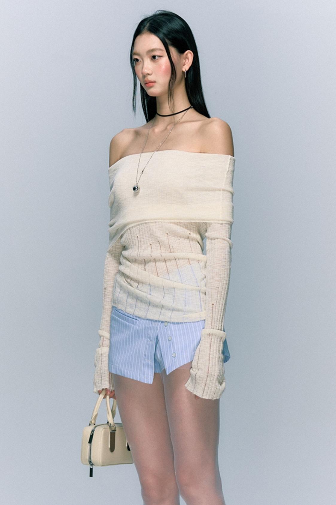 Asymmetric Folded Designer Knit Top