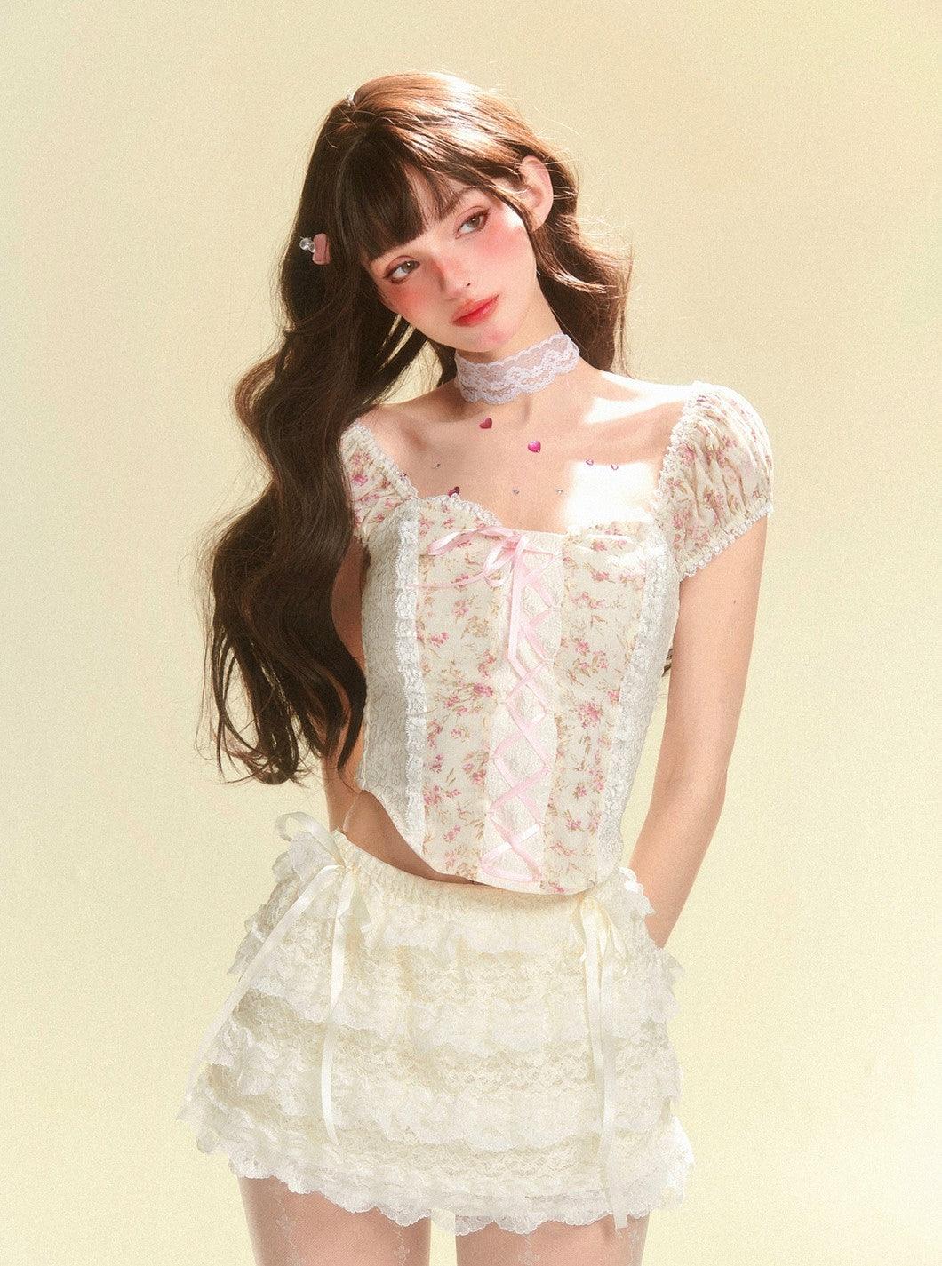 Elegant White Lace A-Line Mini Skirt - chiclara