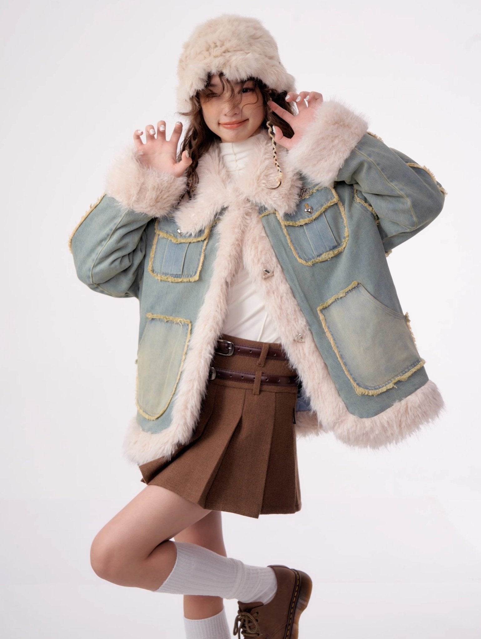 Fur Trim Denim Jacket