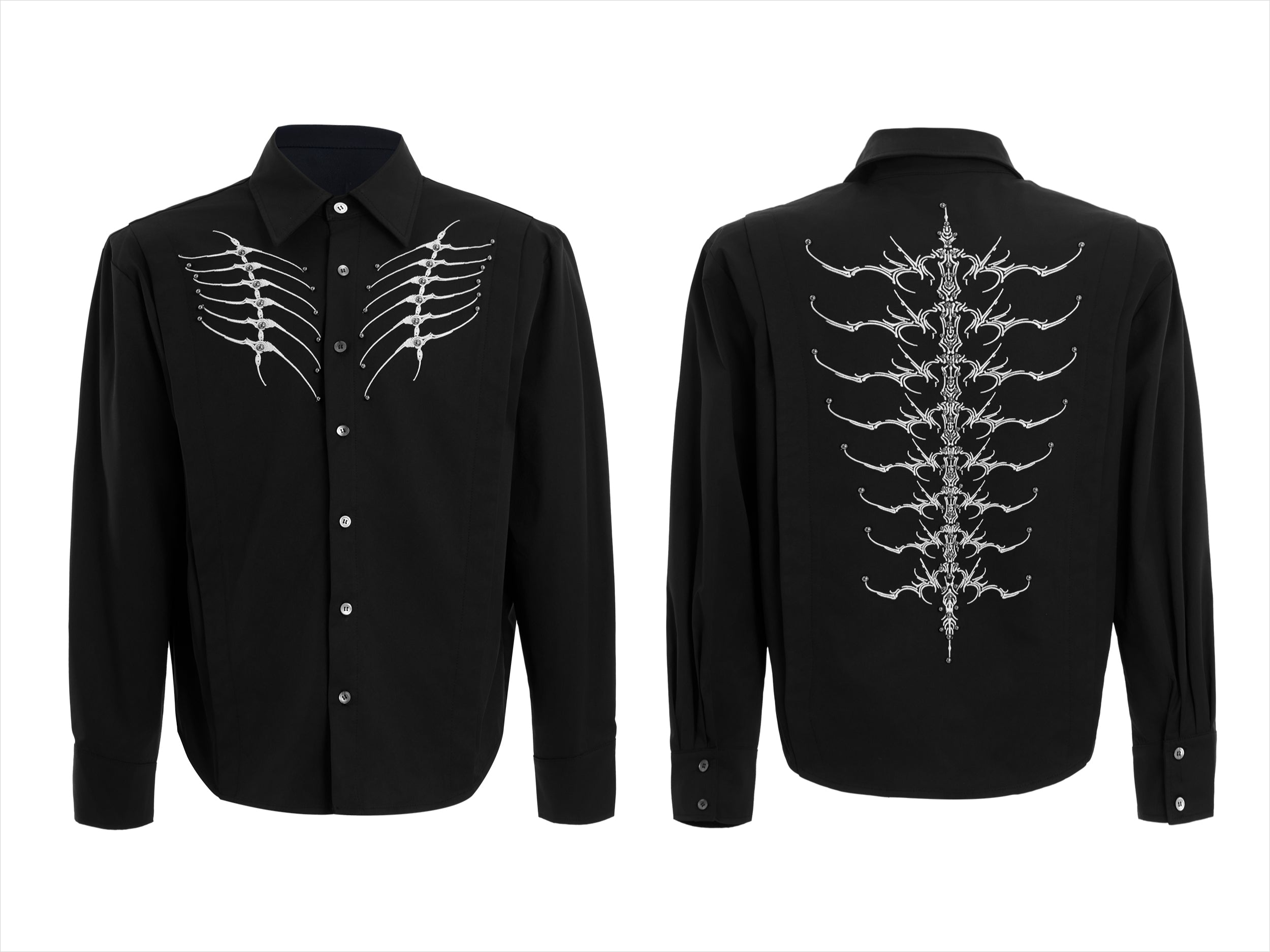 Crystal Chain Blue Button-Up Shirt