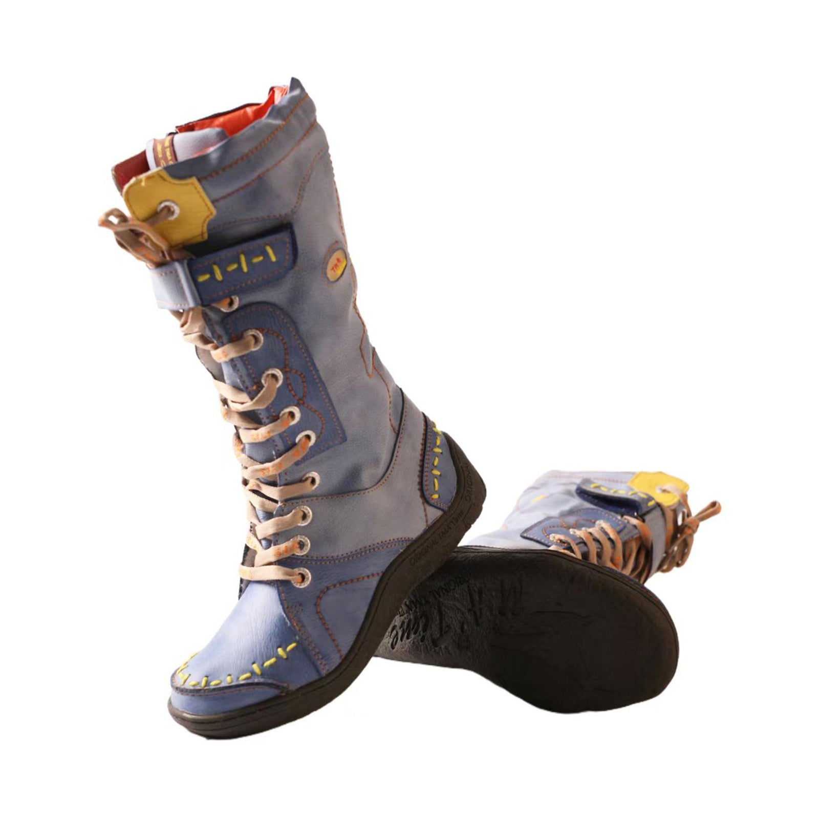 Washed PU Fleece-Lined Y2K Tall Boots