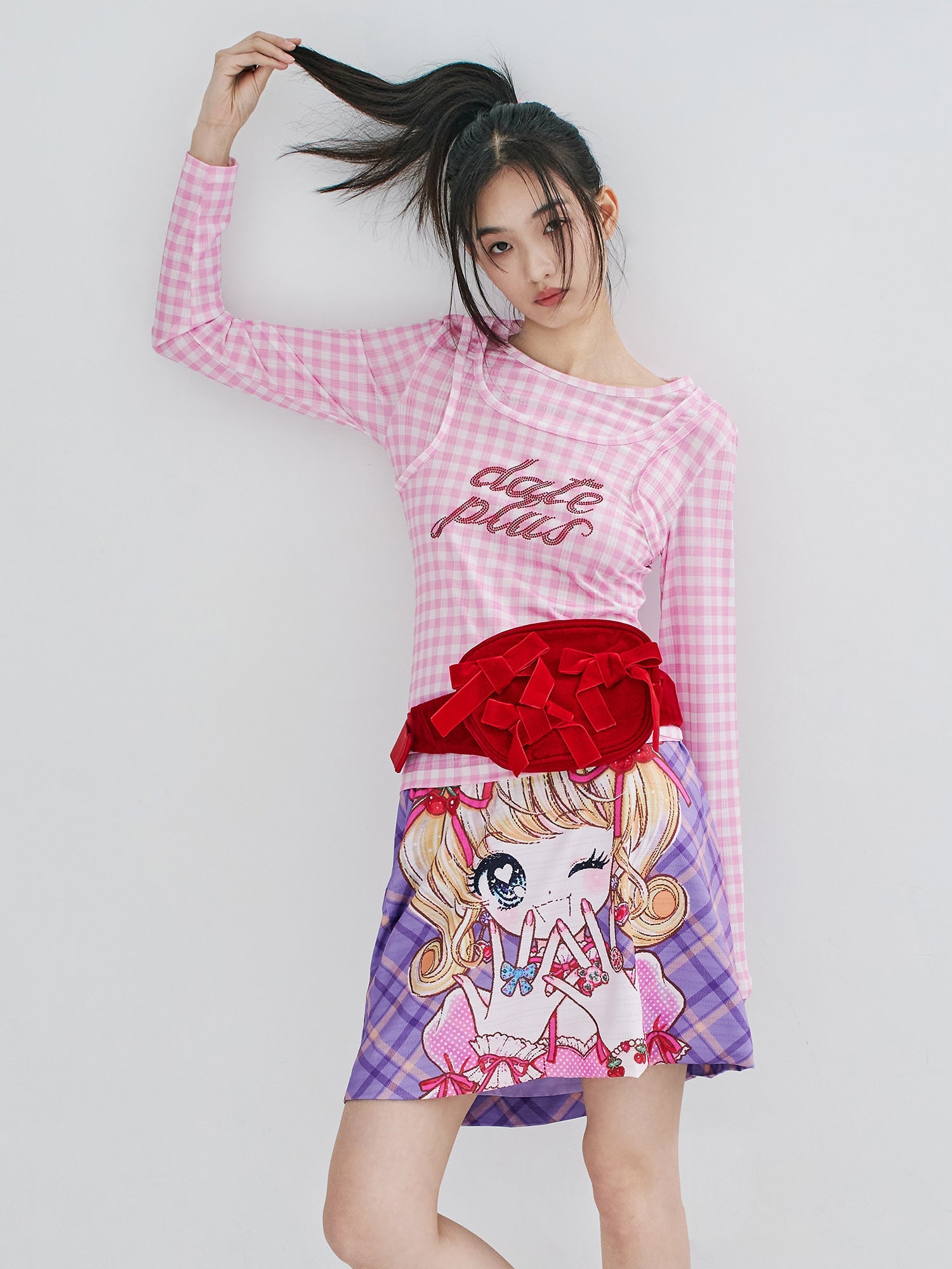 Red Velvet Bow Belt Bag Pack