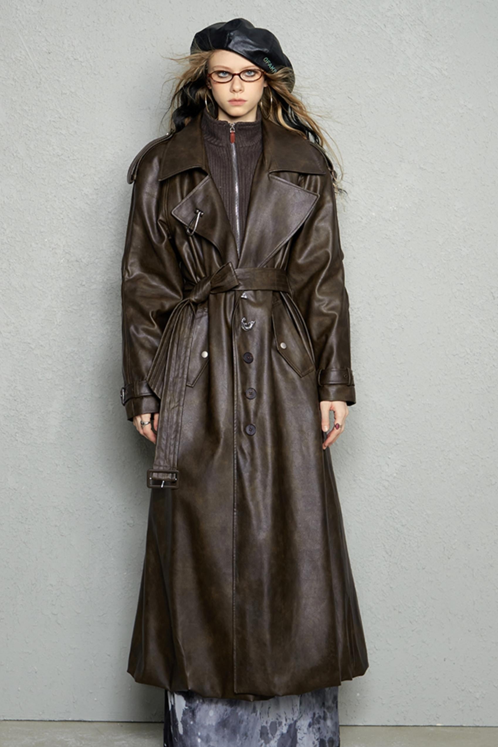 Matrix Leather Trench Coat