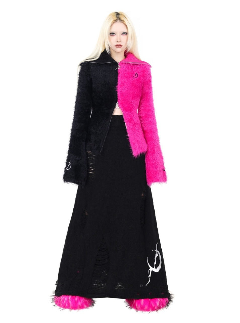 PINKSPINK Gothic Crescent Moon Maxi Skirt - Black