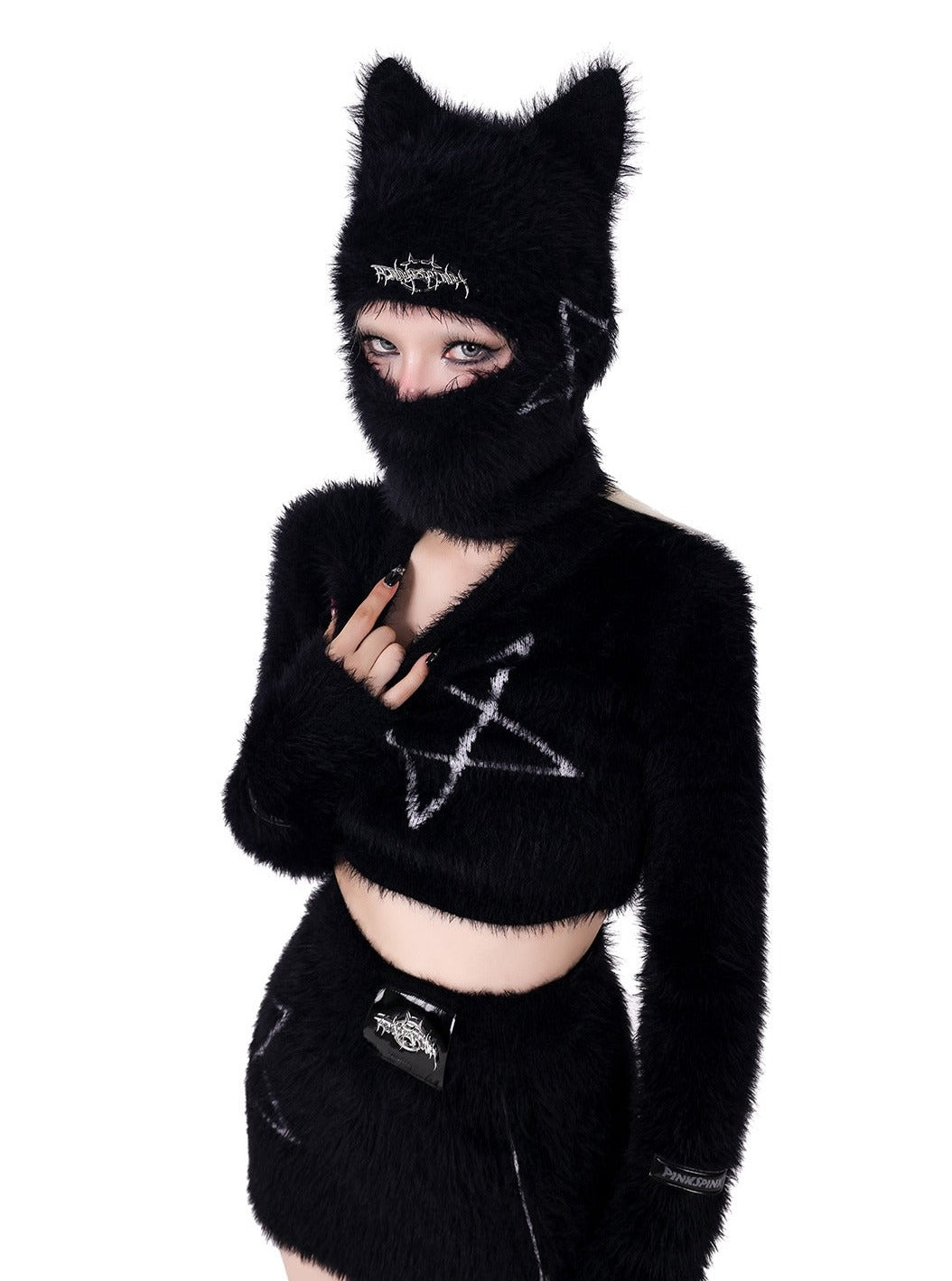 PINKSPINK Gothic Cat Ear Balaclava - Black